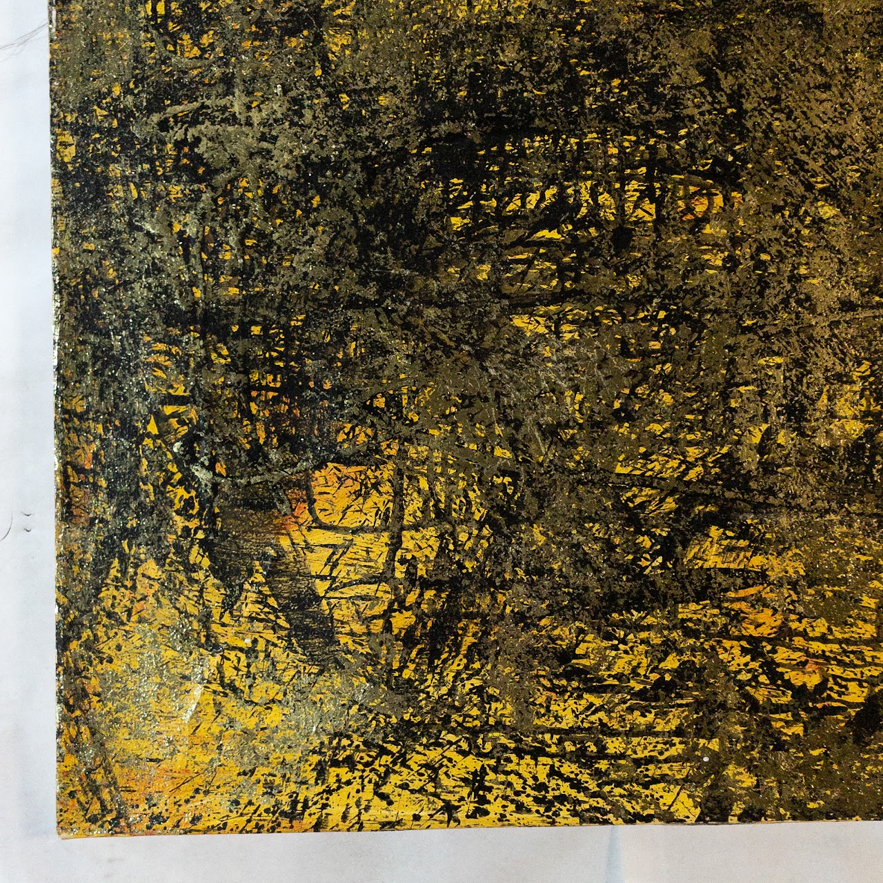 Yellow & Gold Leaf Abstract Painting