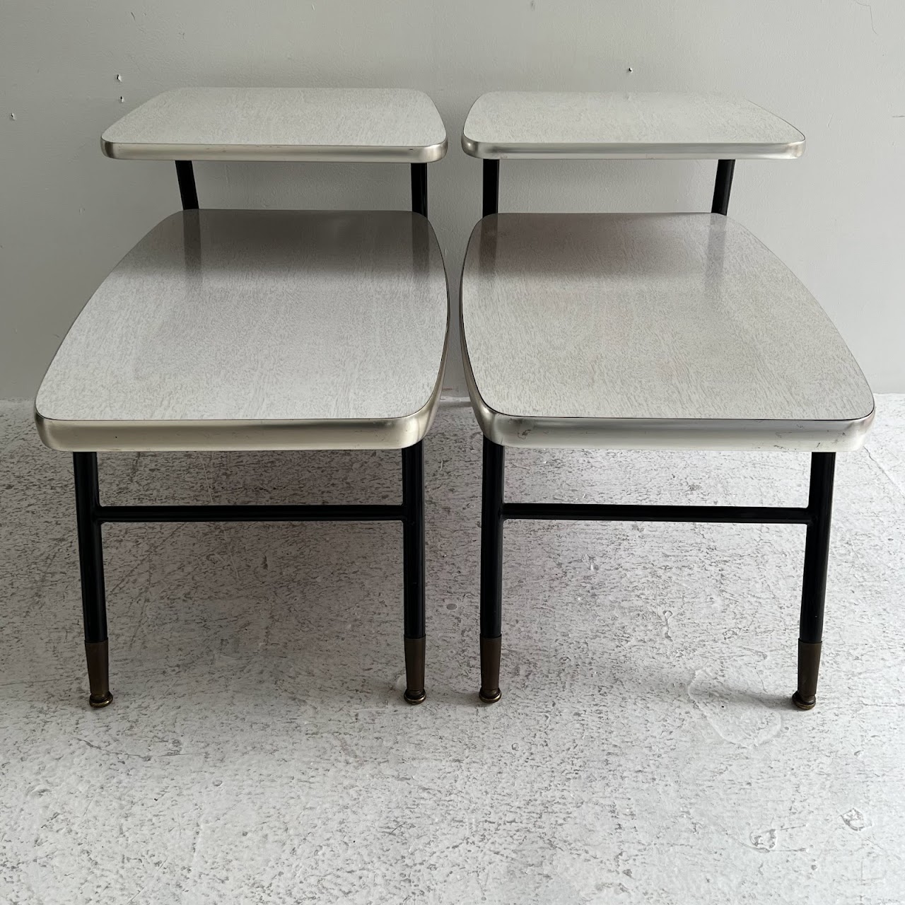 Lloyd Mid-Century Faux Wood Side Table Pair