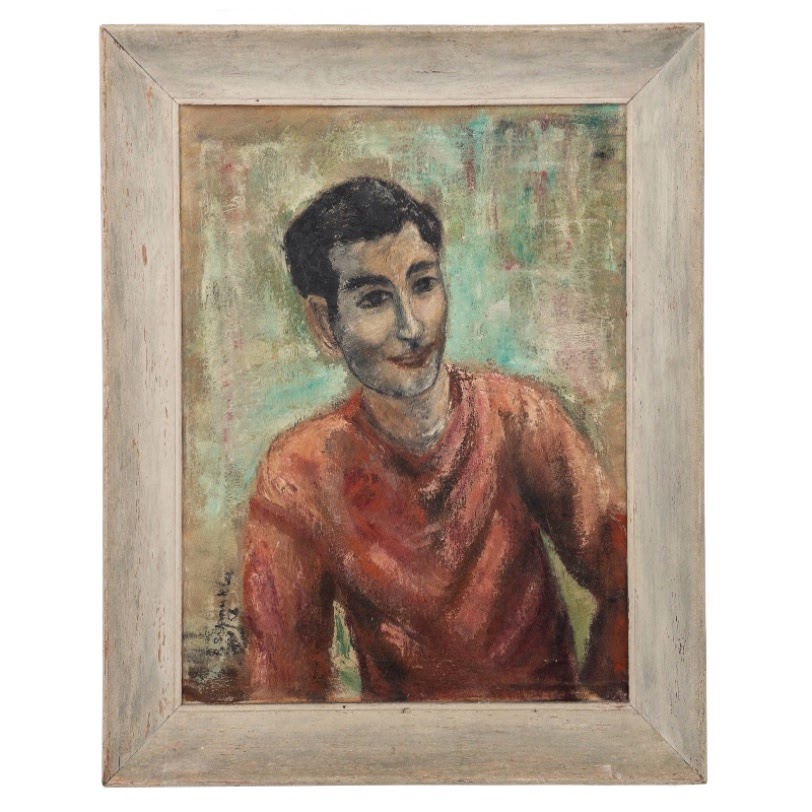 Mid-Century Oil Portrait Painting