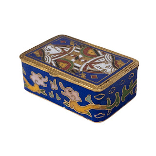 Vintage Queen of Diamonds Cloisonné Miniature Box
