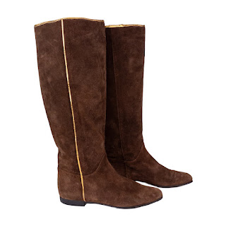 Yves Saint Laurent Brown Suede Calf Boots