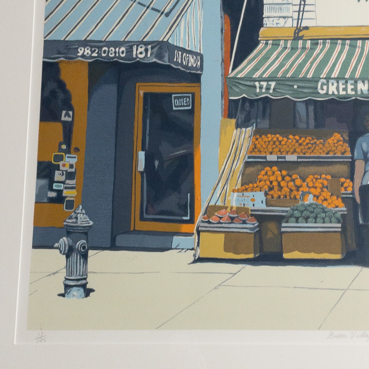 Ed Bordett Signed 'Green Village' Lithograph