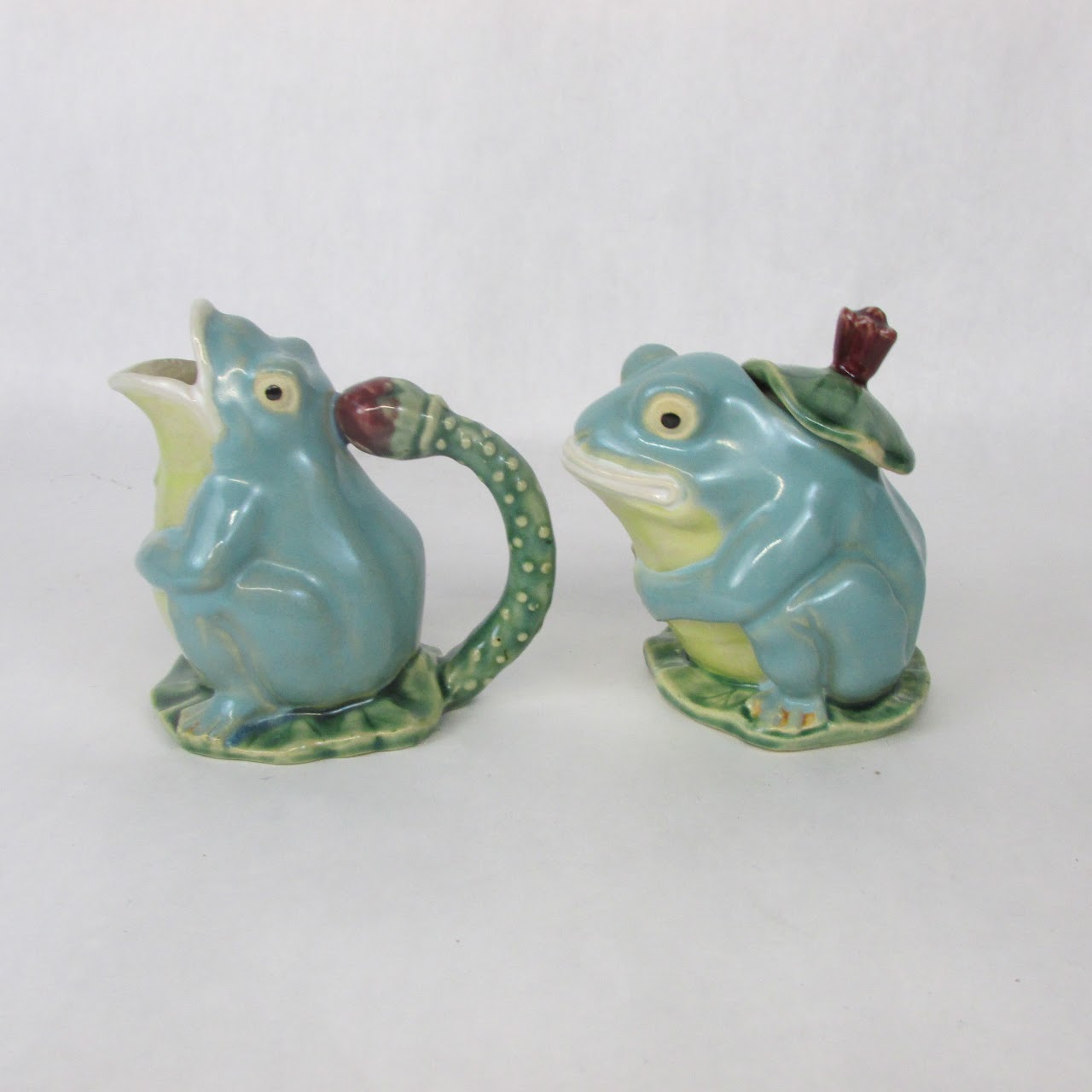 Frog & Lily Pad Ceramic Tea Service and Salt & Pepper Set