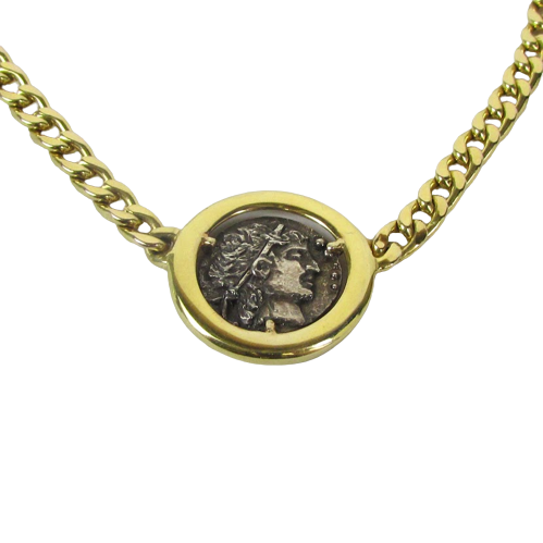 14K Gold & Roman Style Coin Necklace