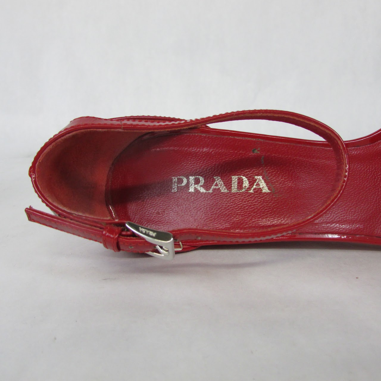 Prada Red Patent Leather Wedge Sandals