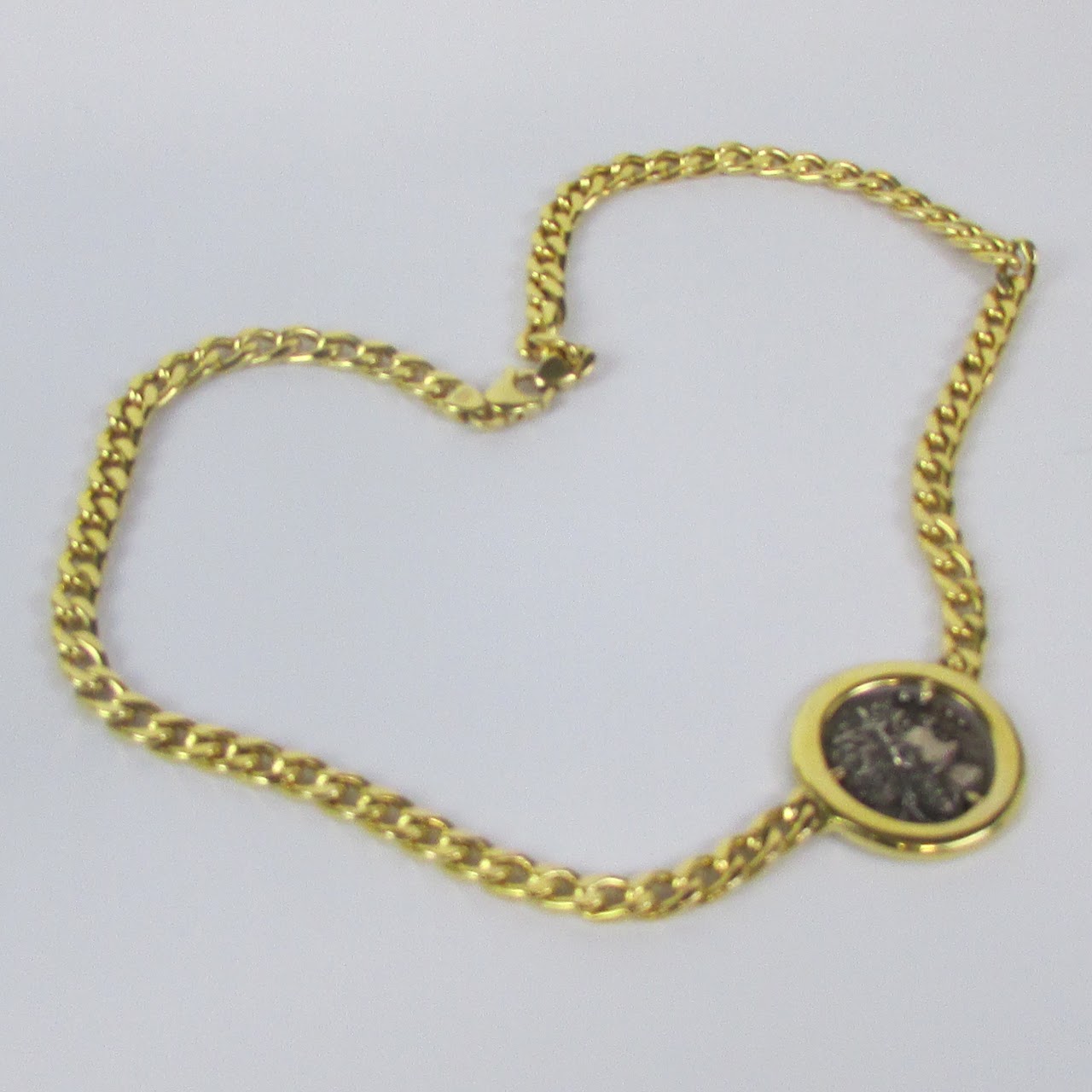 14K Gold & Roman Style Coin Necklace