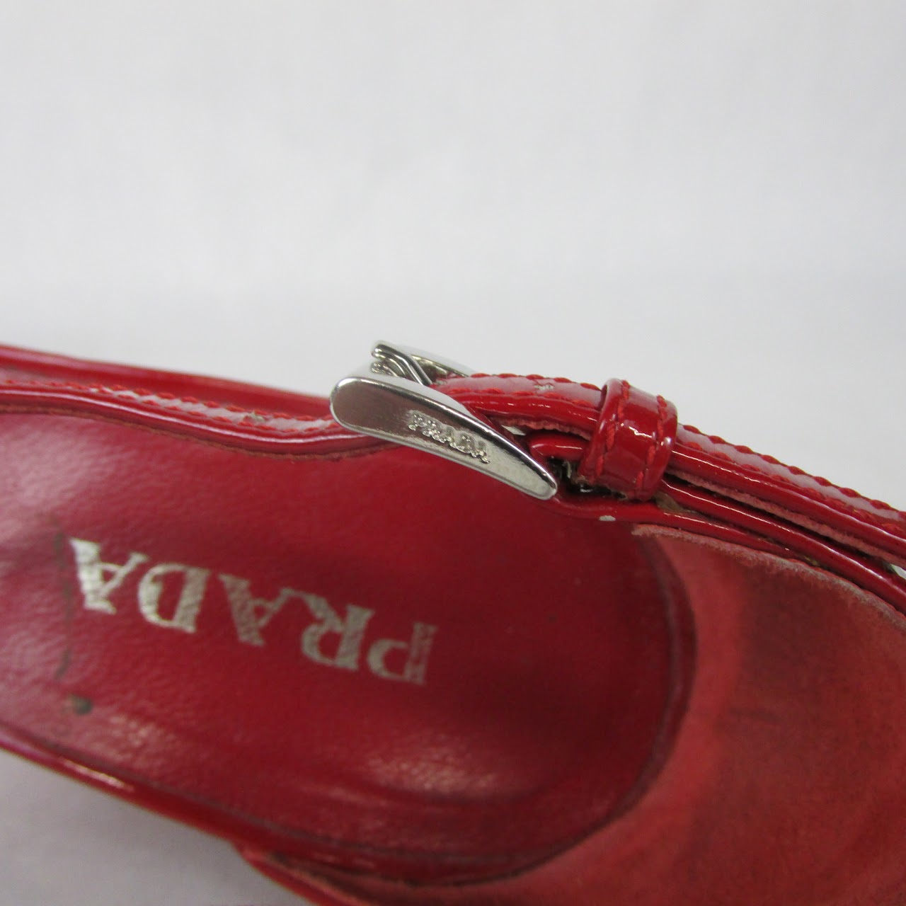 Prada Red Patent Leather Wedge Sandals