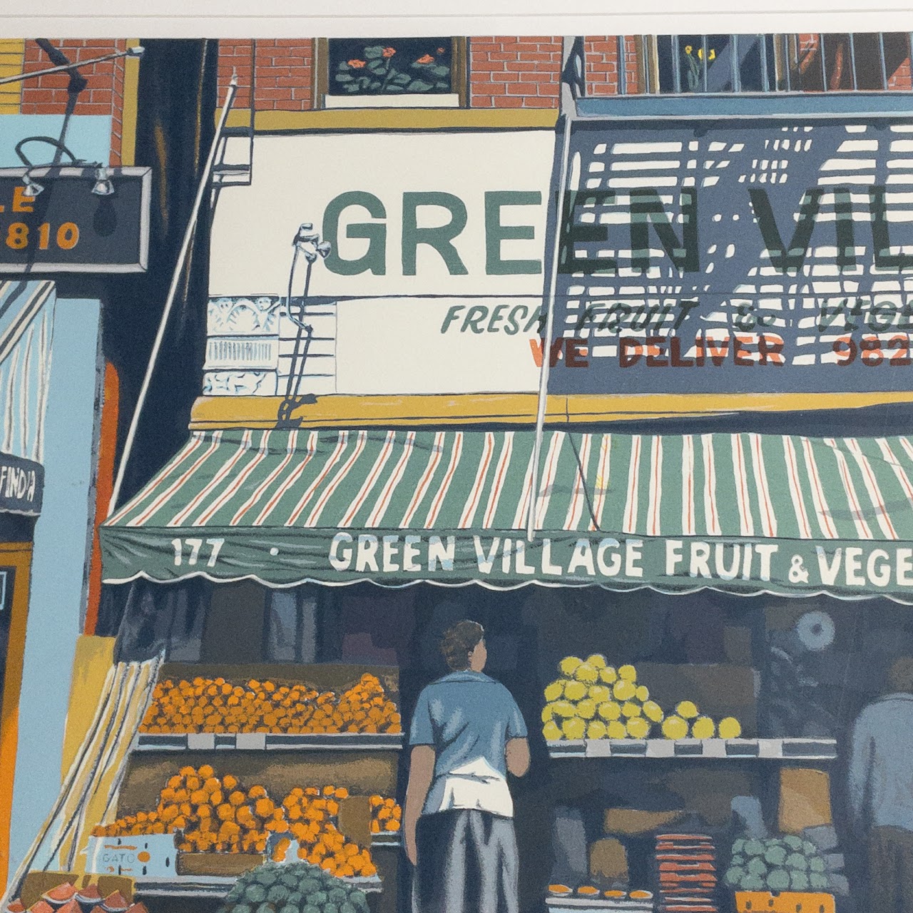 Ed Bordett Signed 'Green Village' Lithograph