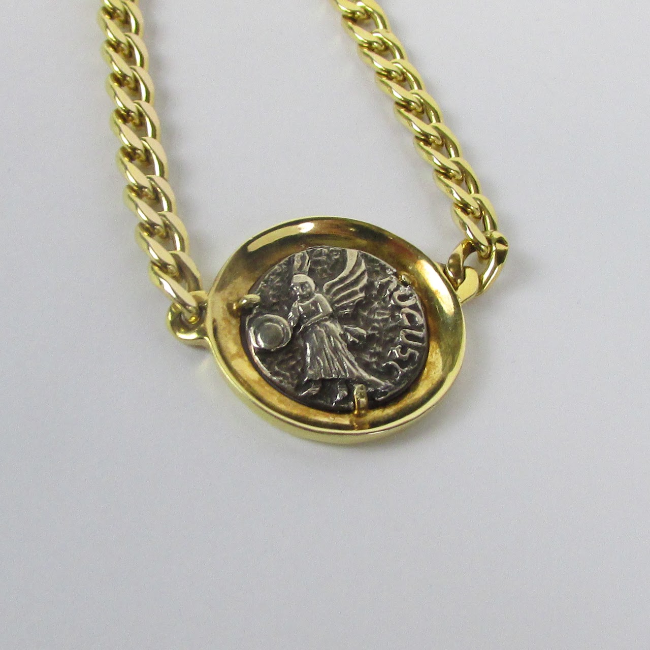 14K Gold & Roman Style Coin Necklace