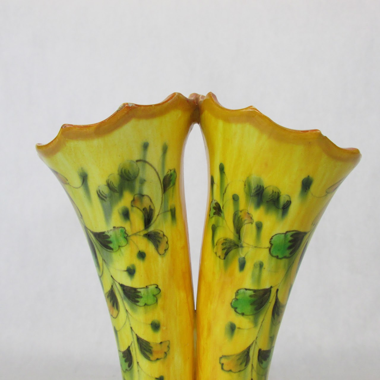 Japanese Ceramic Fish Double Trumpet Vase