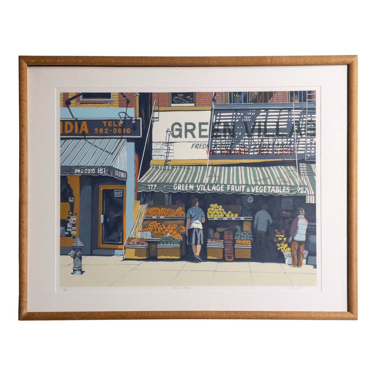 Ed Bordett Signed 'Green Village' Lithograph