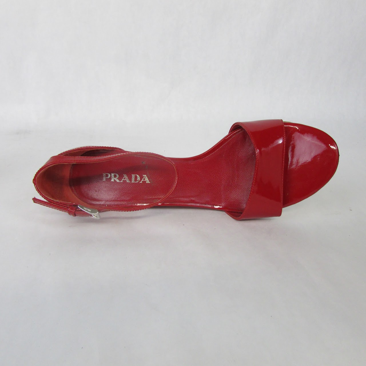 Prada Red Patent Leather Wedge Sandals