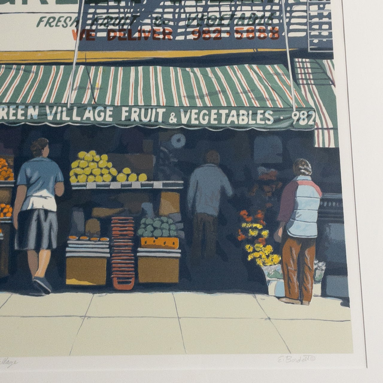 Ed Bordett Signed 'Green Village' Lithograph