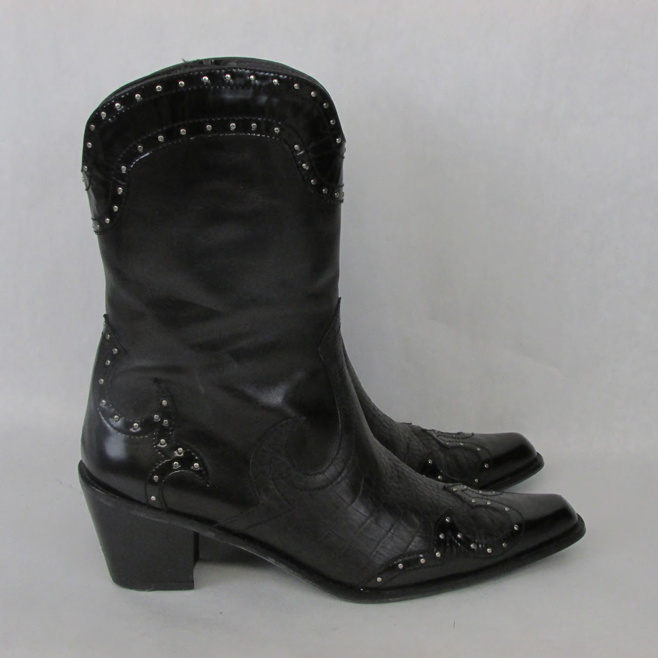 Stuart Weitzman Studded Leather Western Boots