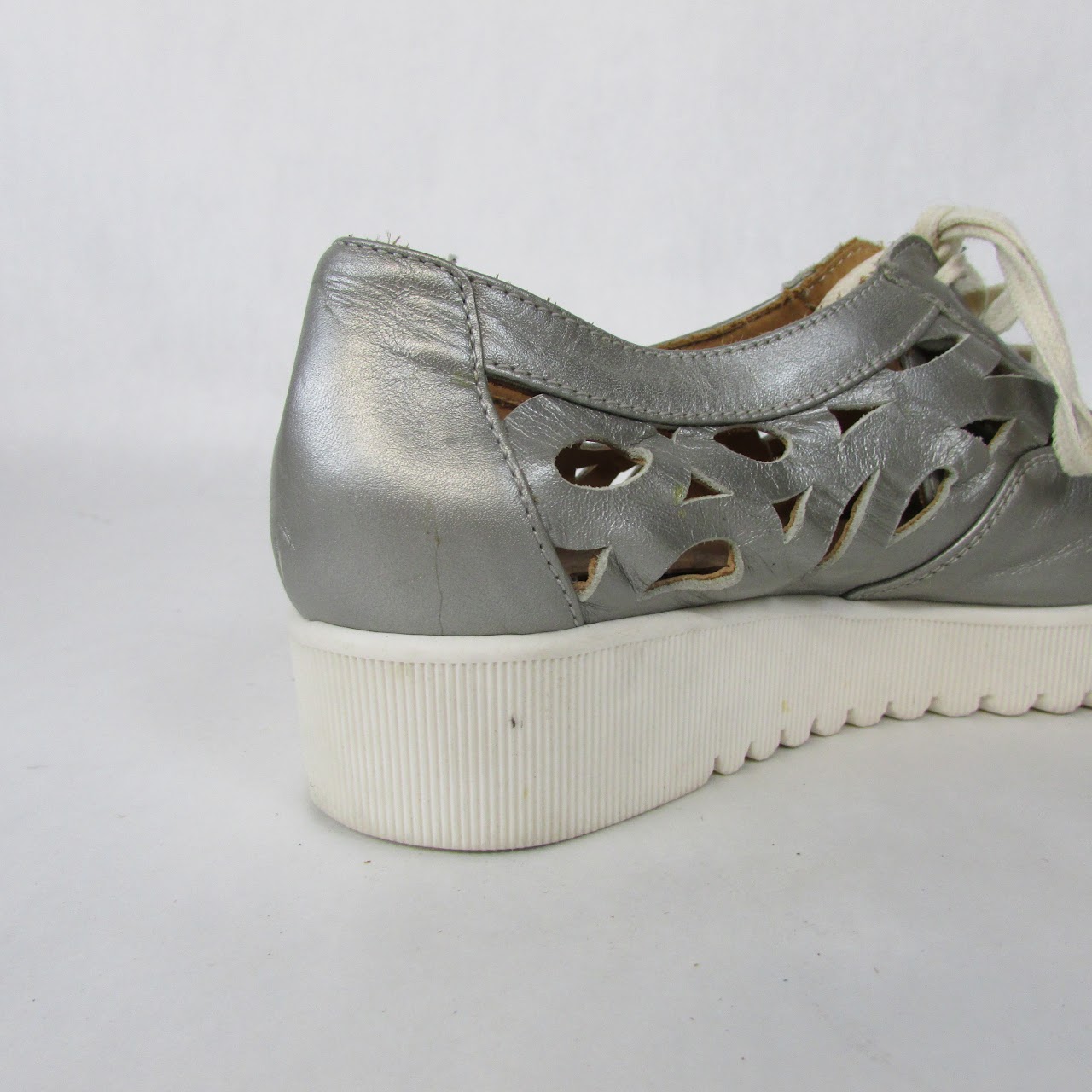 Aquatalia Silver Laser-Cut Leather Sneakers