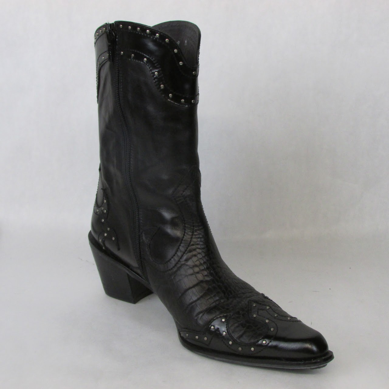 Stuart Weitzman Studded Leather Western Boots