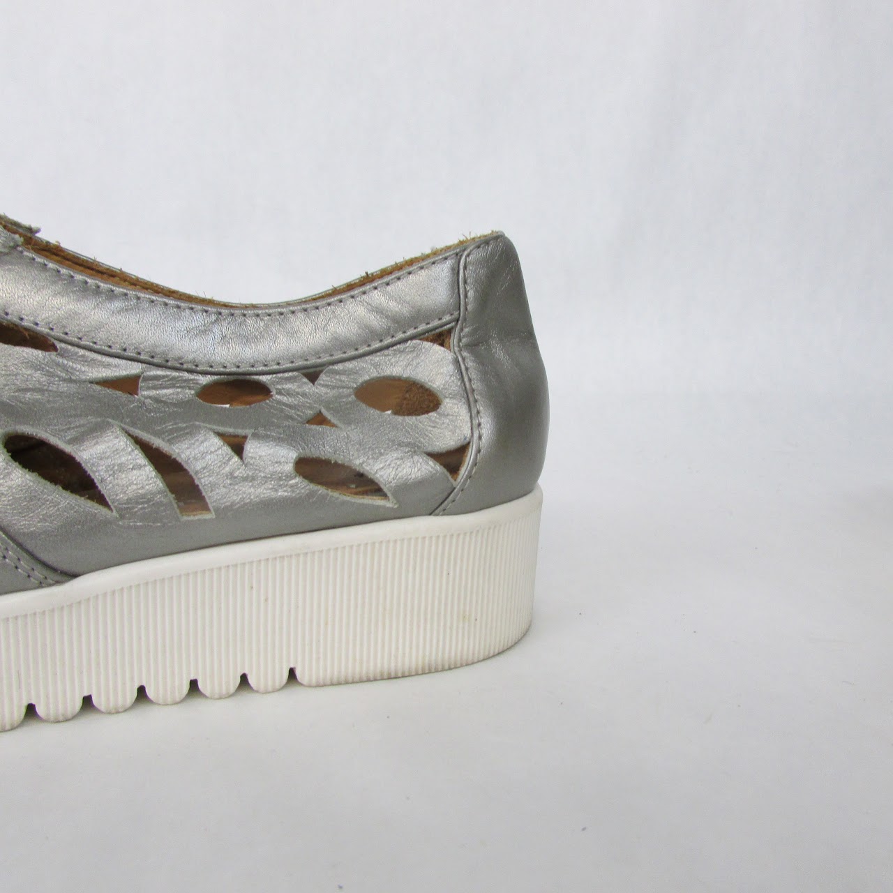 Aquatalia Silver Laser-Cut Leather Sneakers