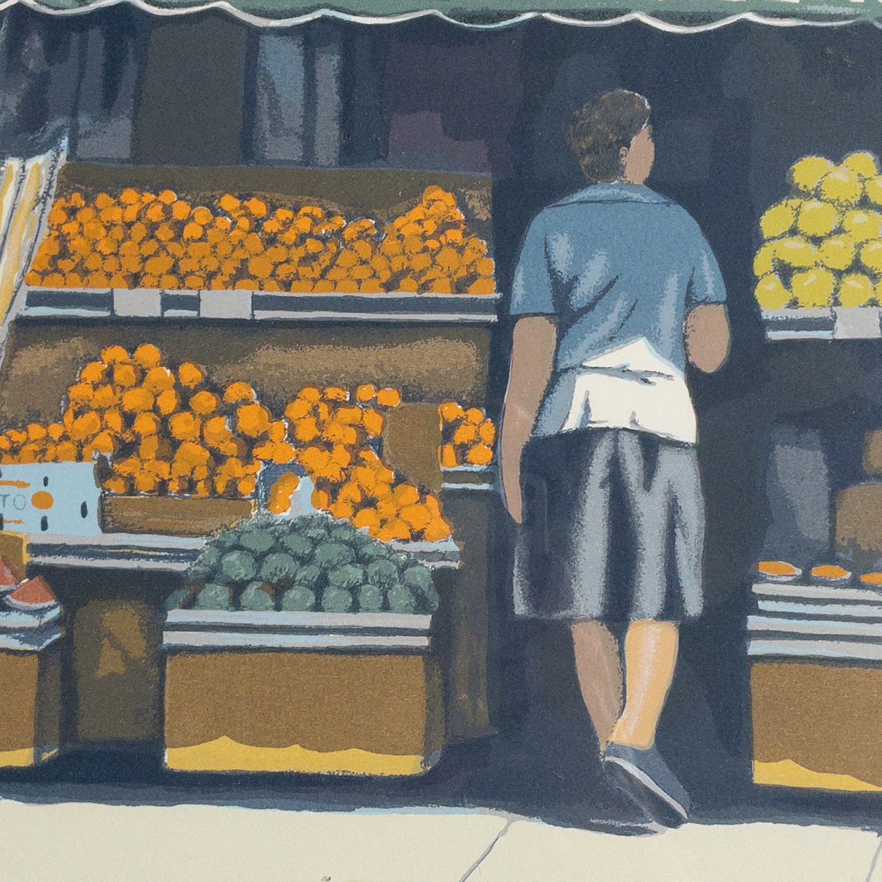 Ed Bordett Signed 'Green Village' Lithograph