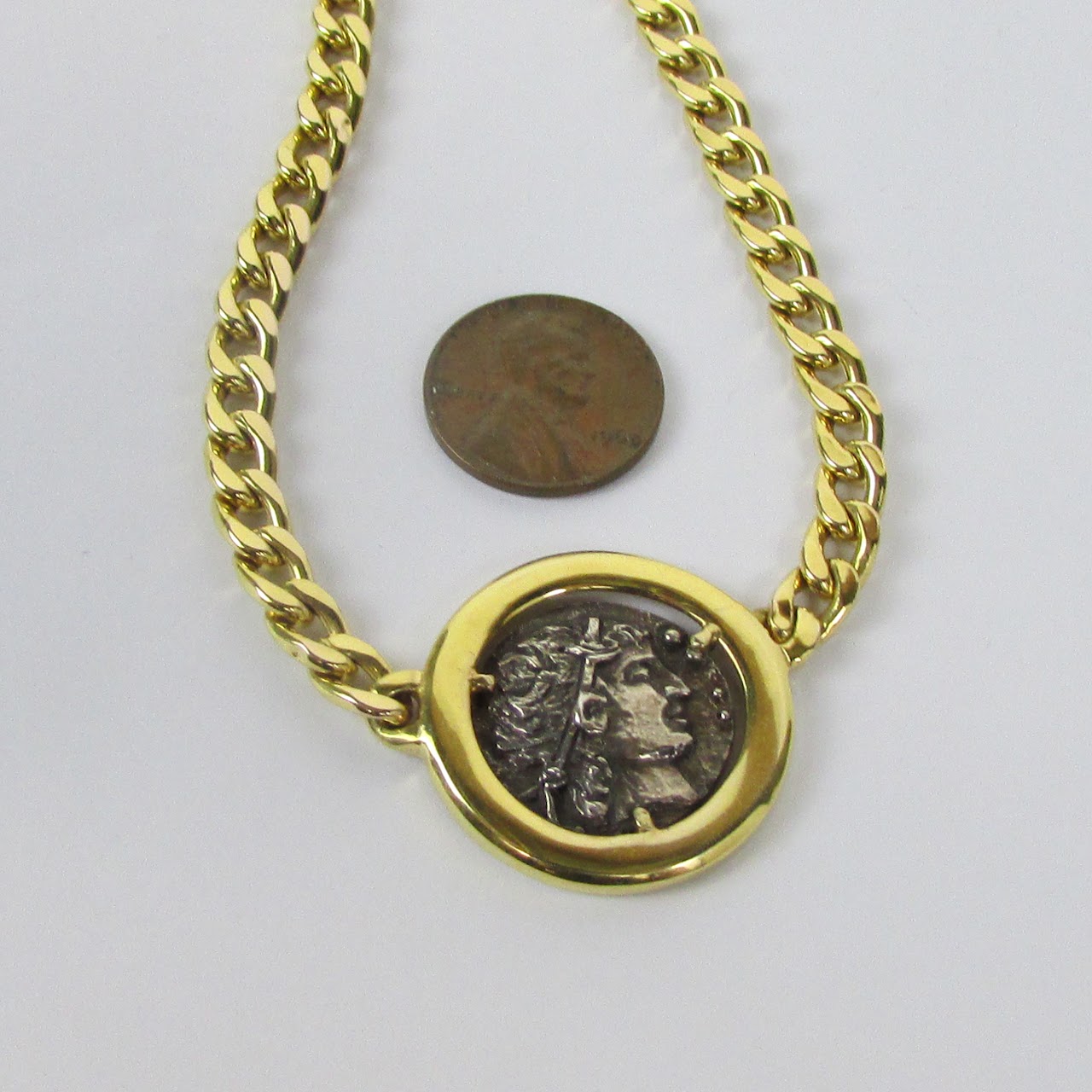 14K Gold & Roman Style Coin Necklace