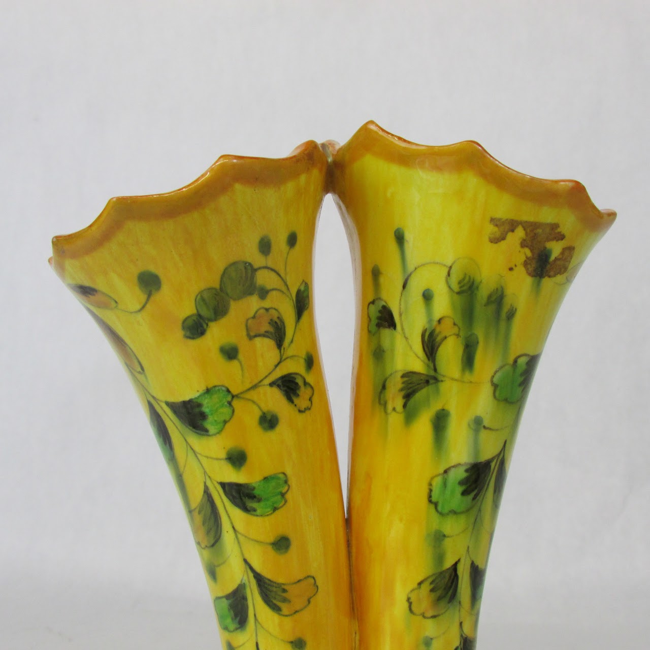 Japanese Ceramic Fish Double Trumpet Vase