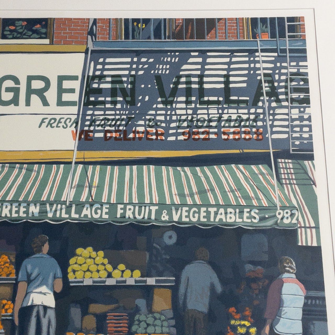 Ed Bordett Signed 'Green Village' Lithograph