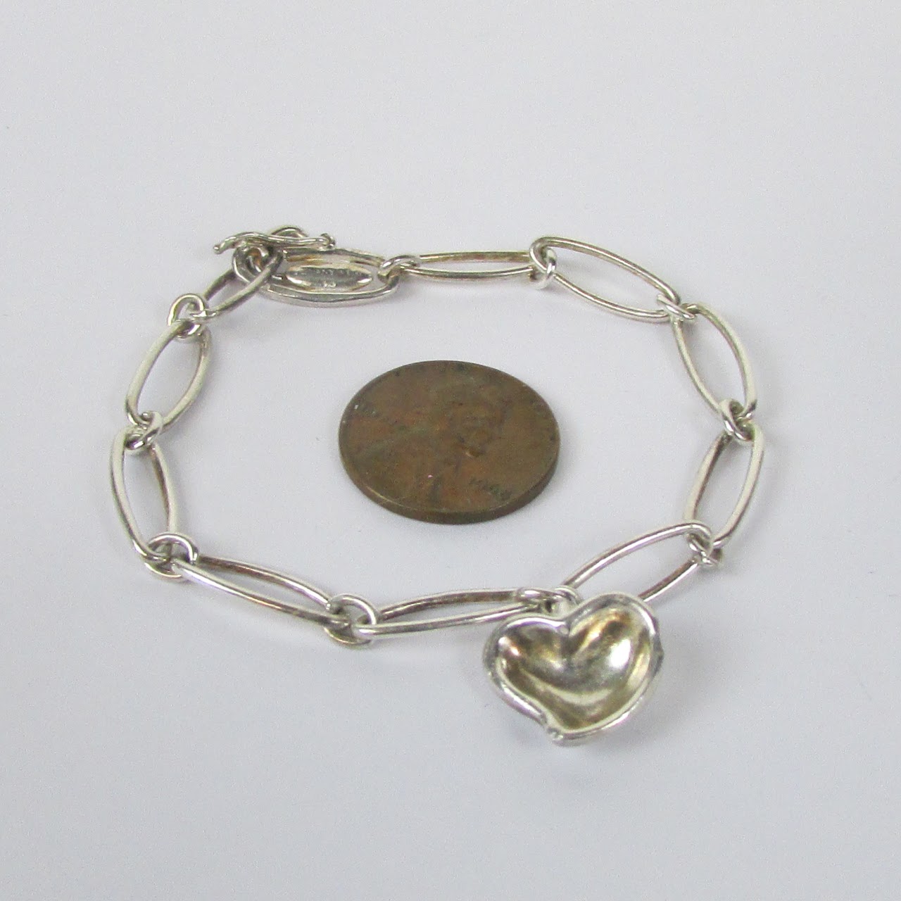 Tiffany & Co. Elsa Peretti Sterling Silver Carved Heart Bracelet