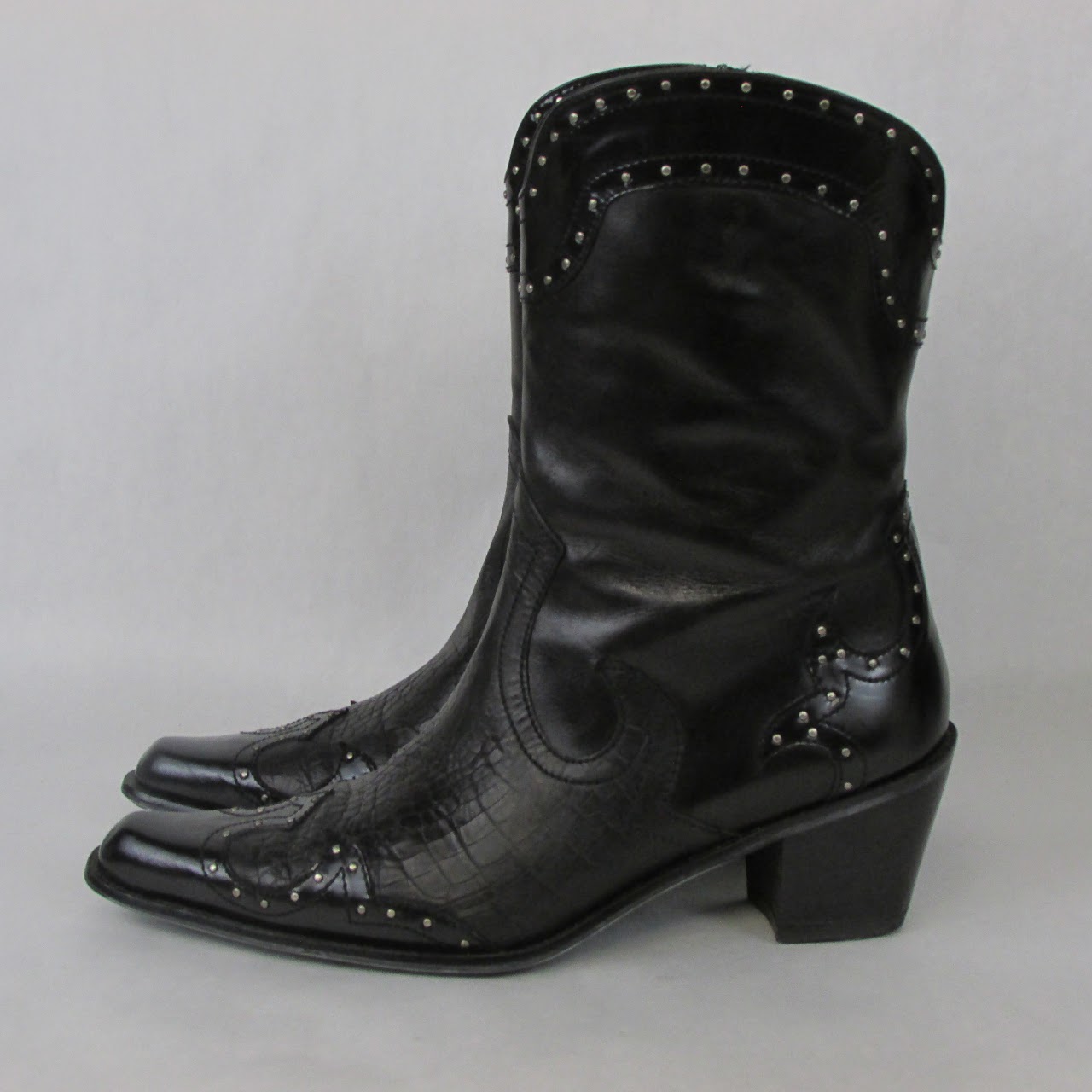 Stuart Weitzman Studded Leather Western Boots