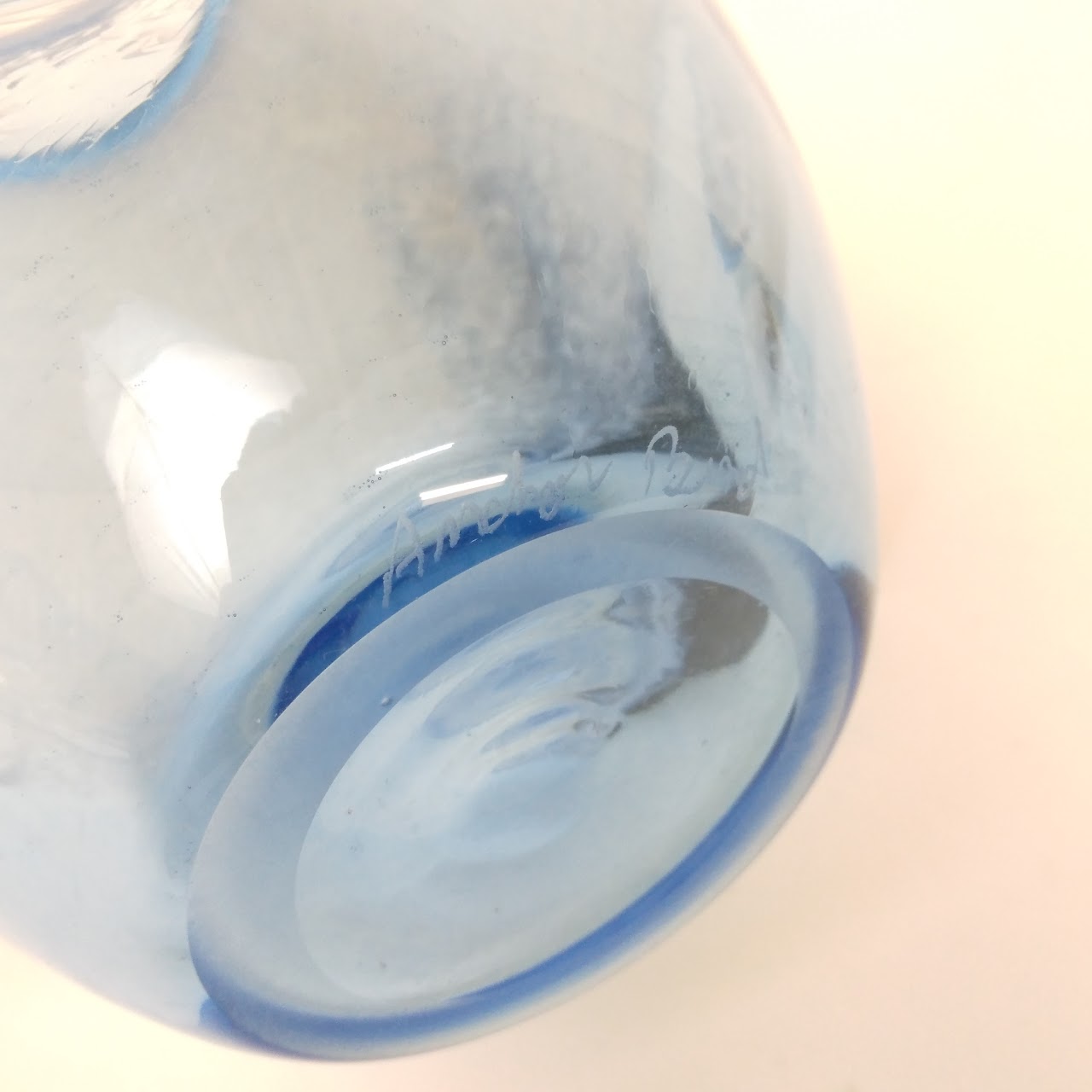 Art Glass Signed Ocean Wave Vase