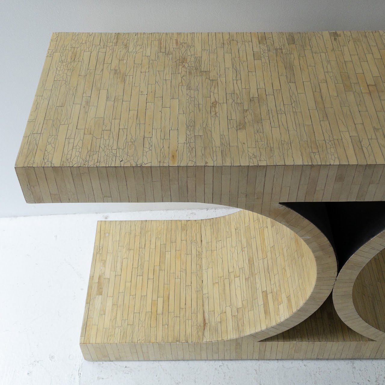 Karl Springer Style Bone Tile Console Table