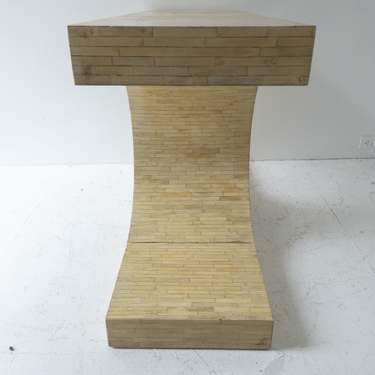 Karl Springer Style Bone Tile Console Table