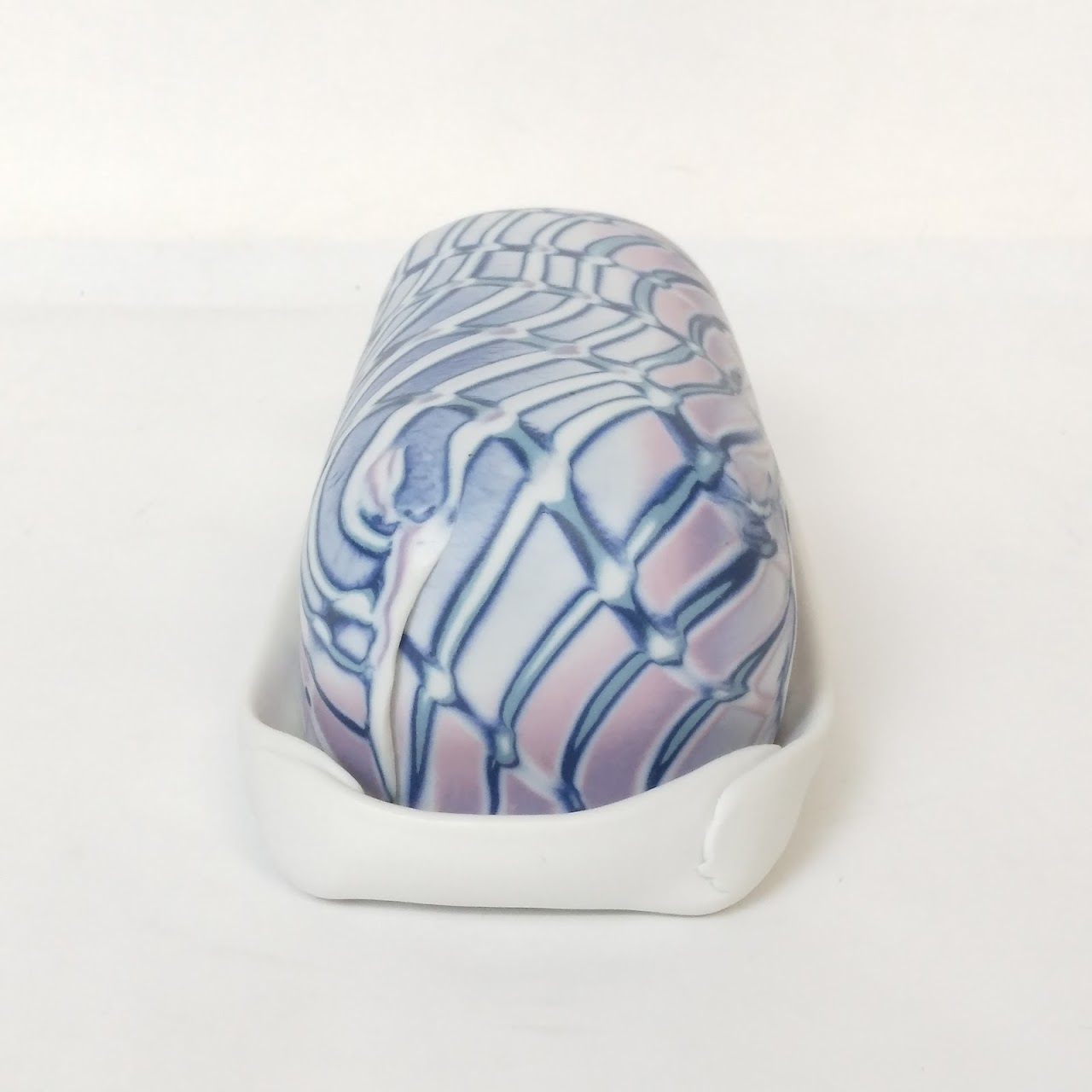 Ceramic Signed Mosaic Pattern Butter Dish