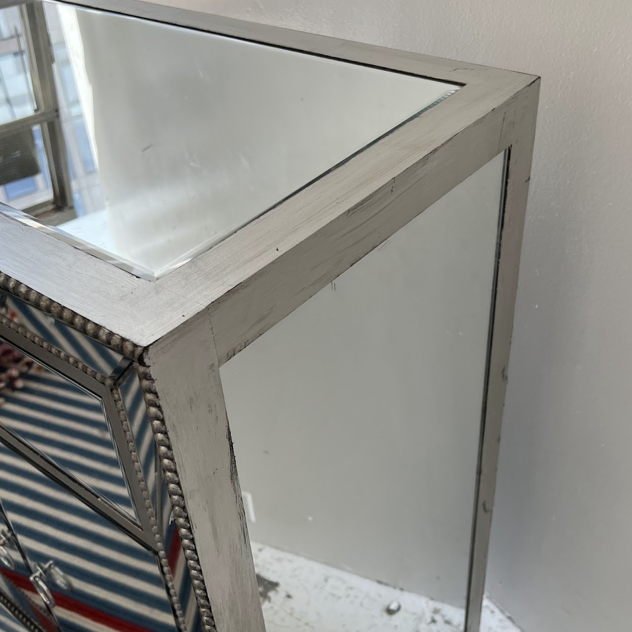 Antiqued Silver Mirrored Chest