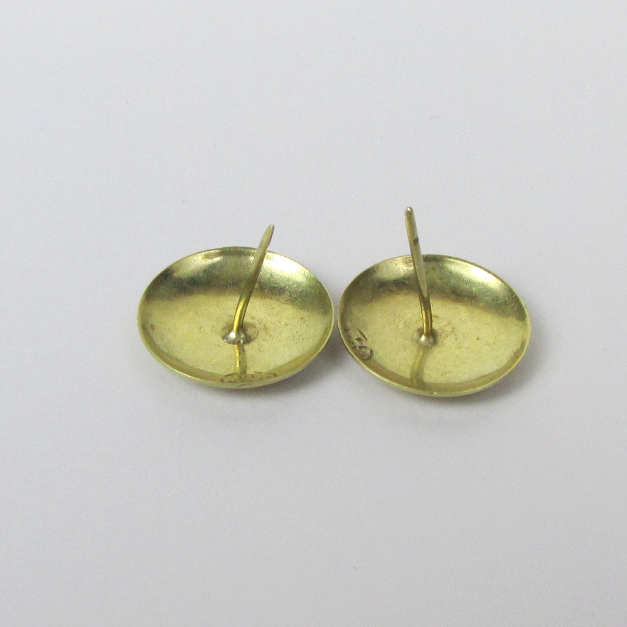 14K Gold Button Earrings