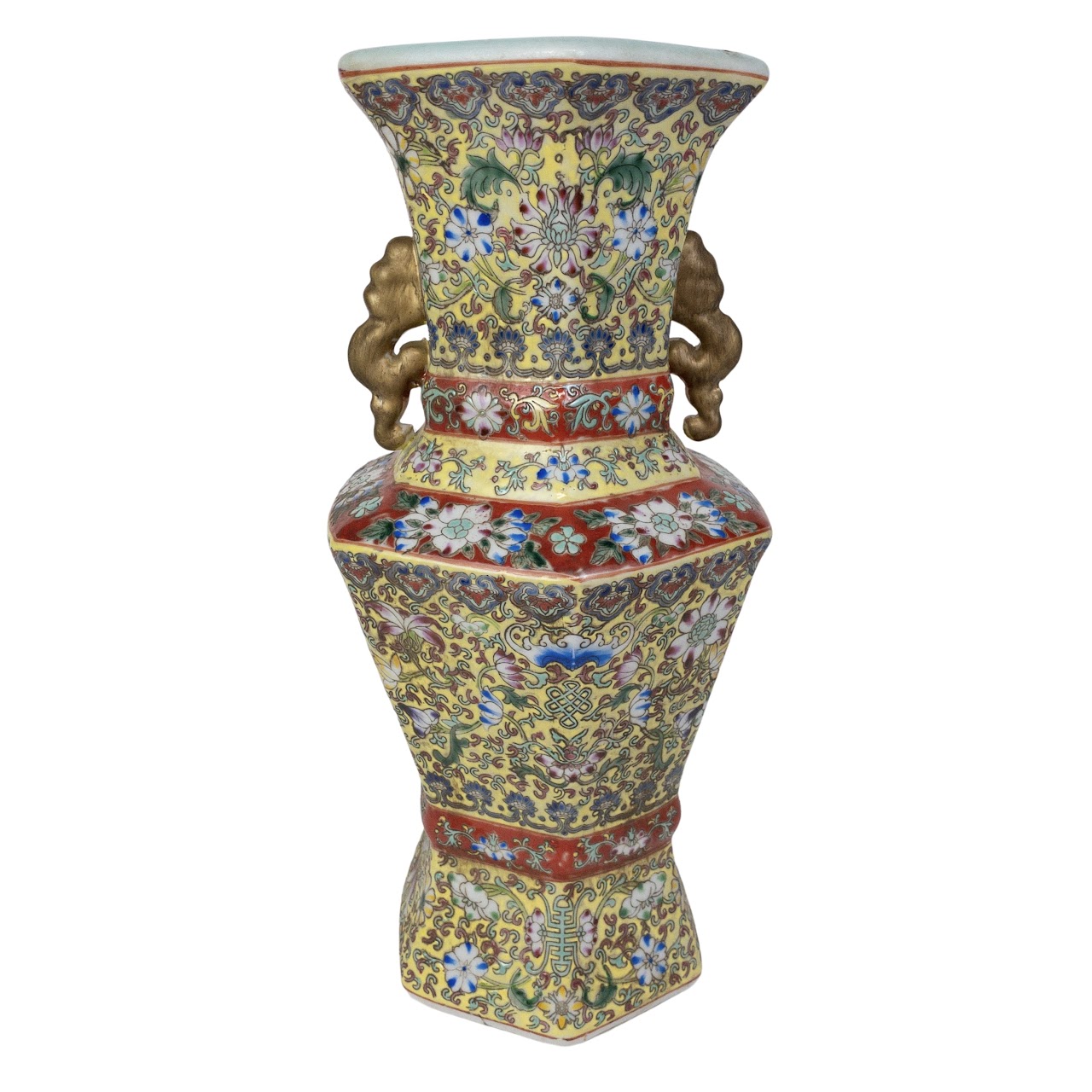 Hexagonal Chinoiseries Decorative Vase