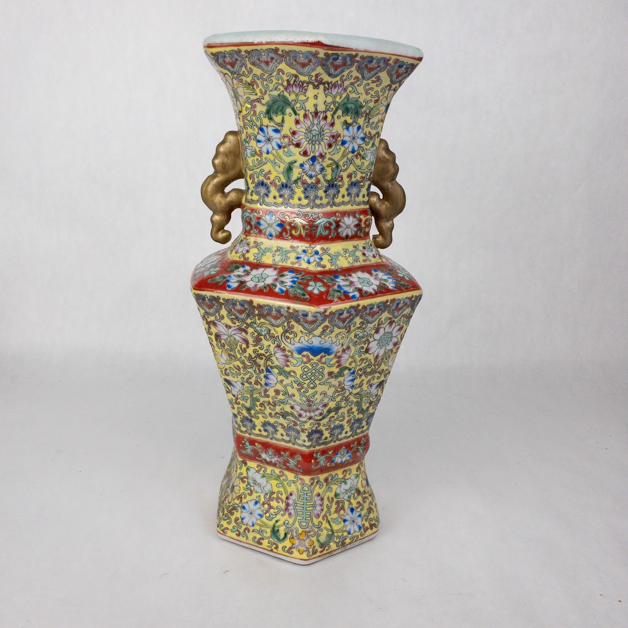 Hexagonal Chinoiseries Decorative Vase