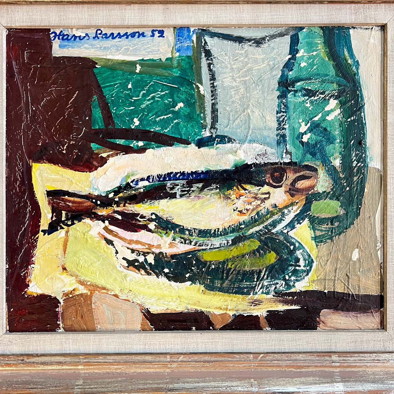 Hans Larsson Signed Swedish Modernist Still Life Oil Painting