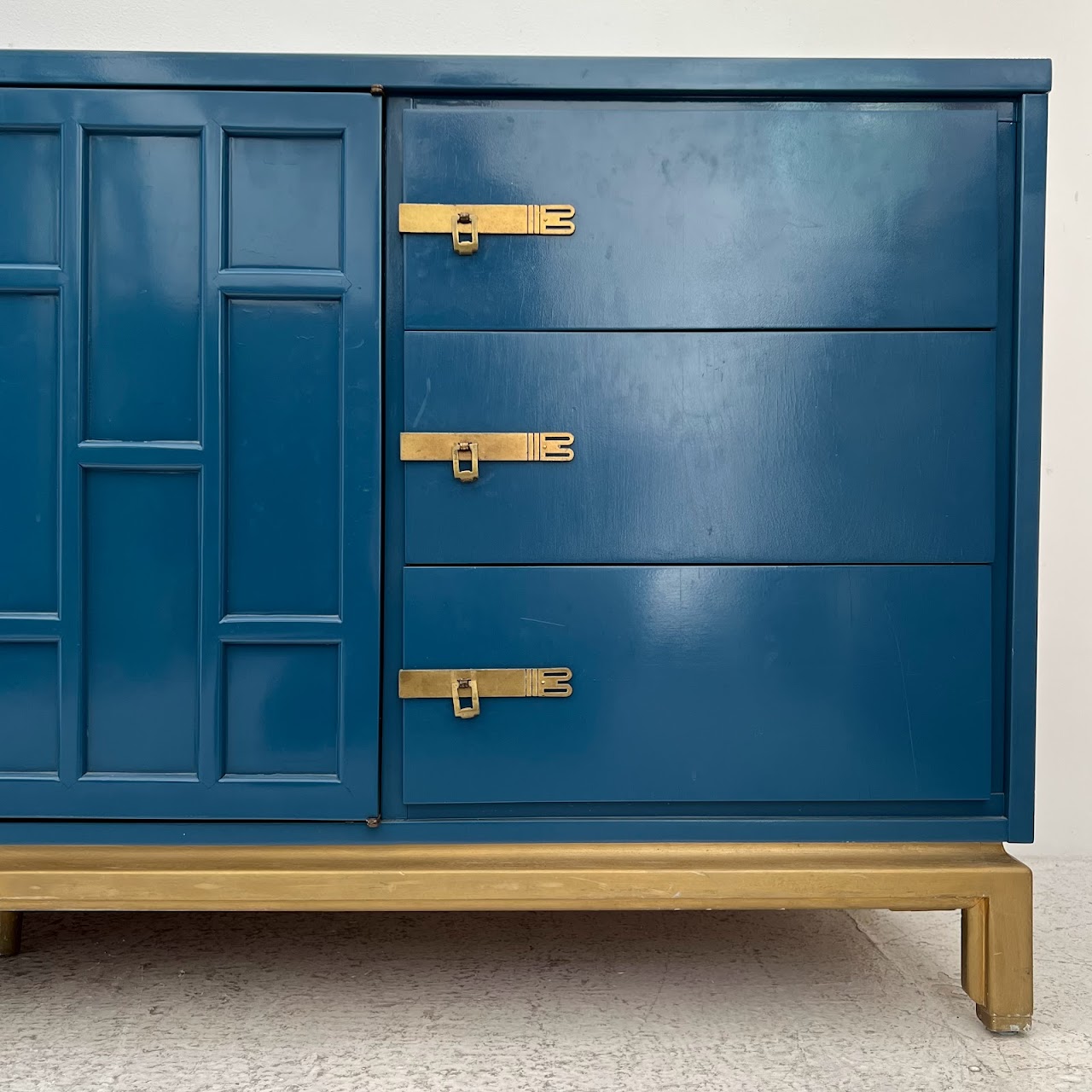 Vintage Blue Lacquered Credenza