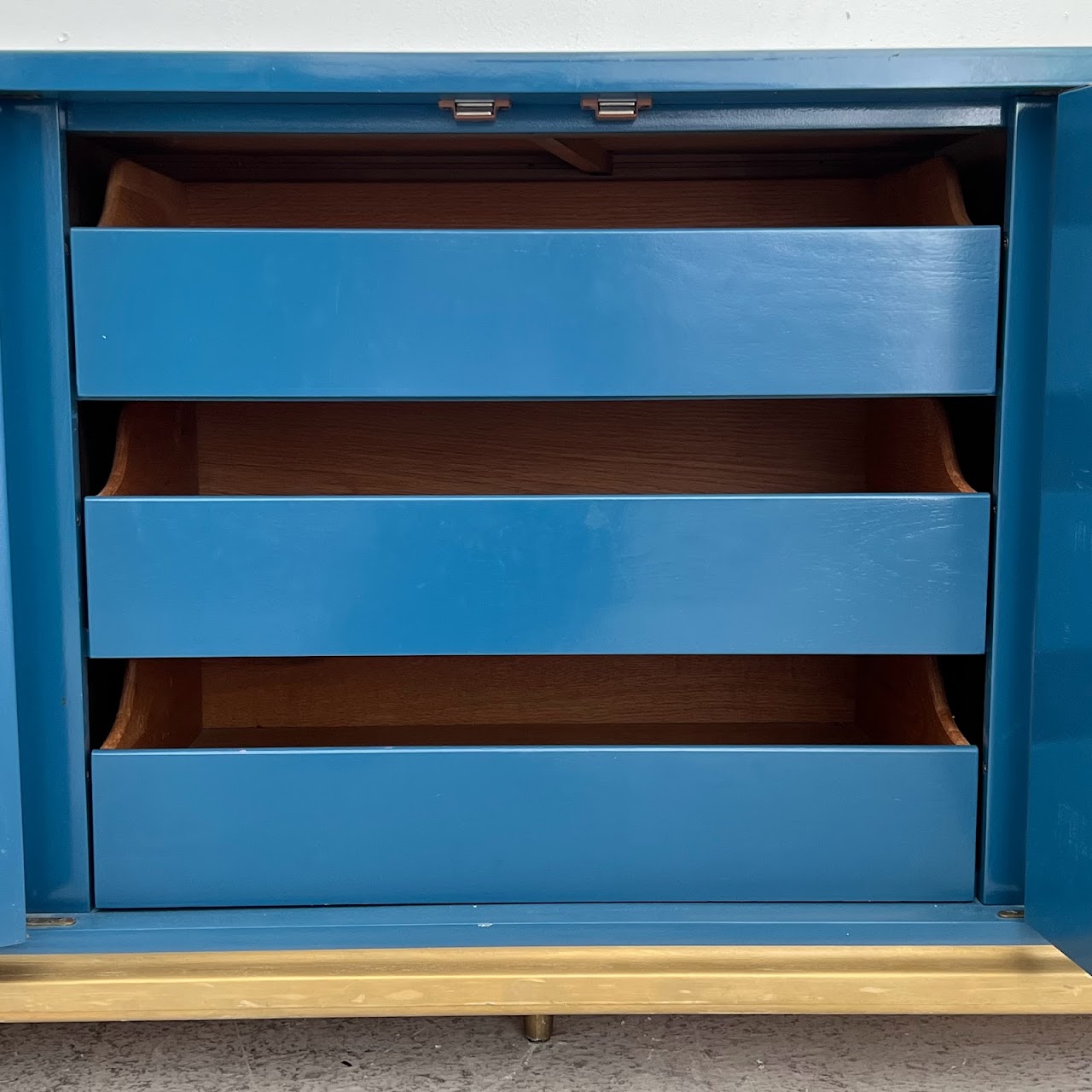 Vintage Blue Lacquered Credenza