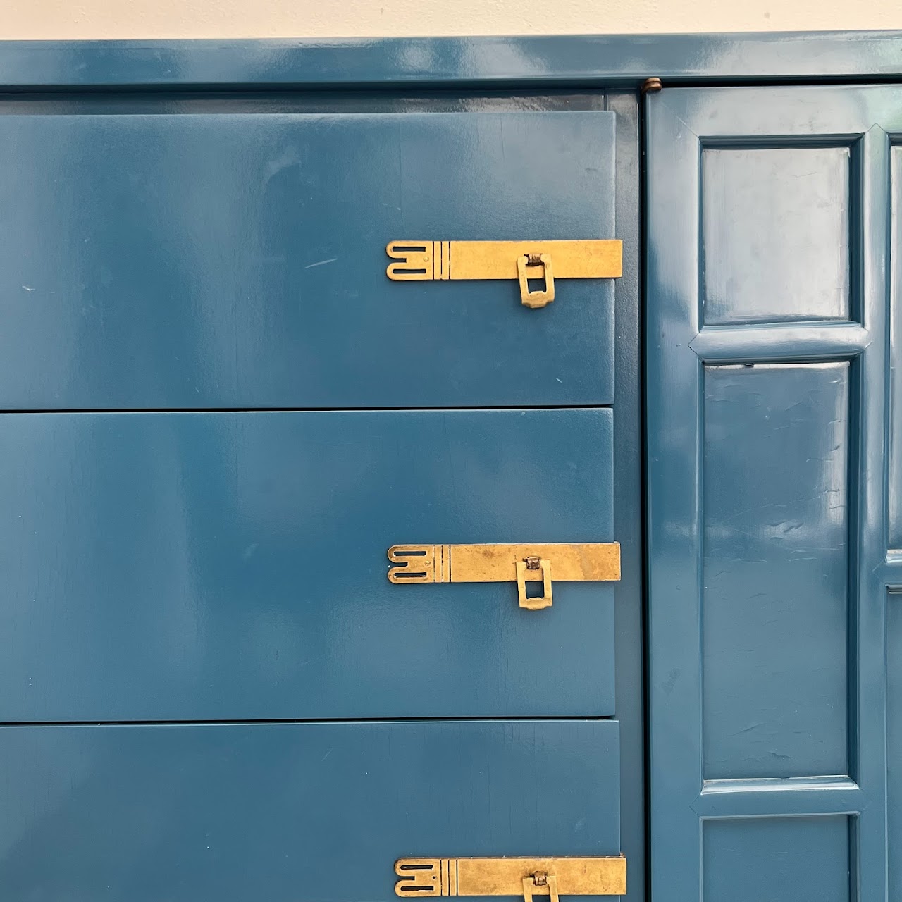 Vintage Blue Lacquered Credenza