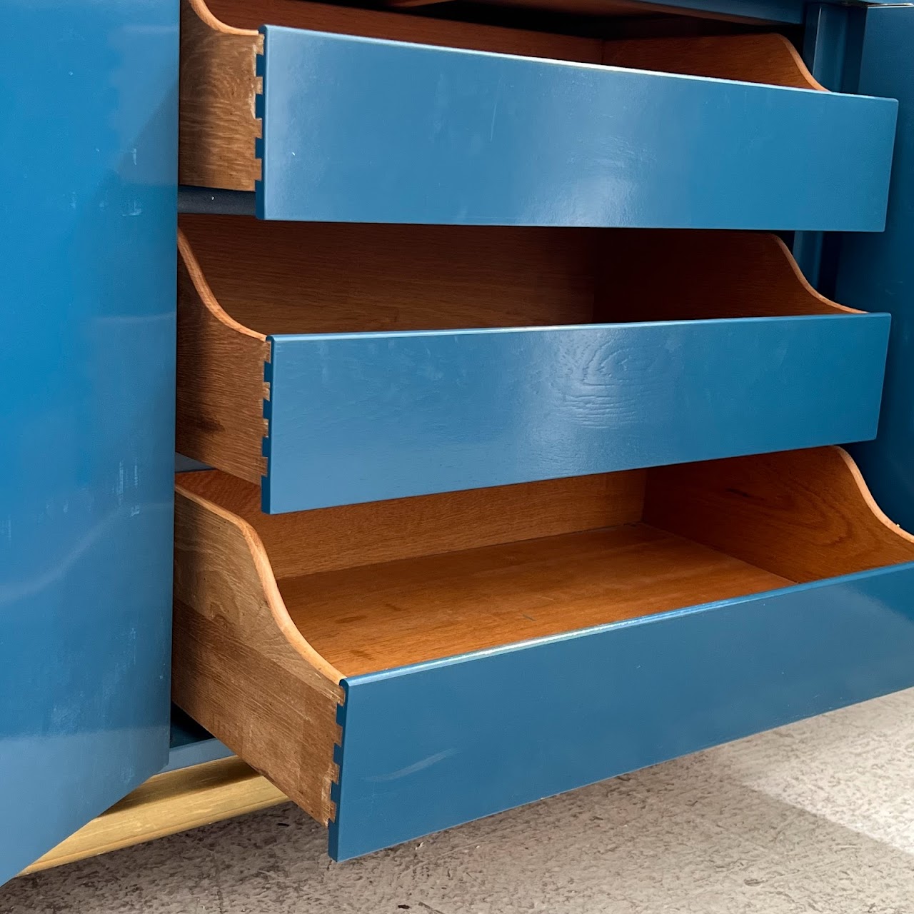 Vintage Blue Lacquered Credenza