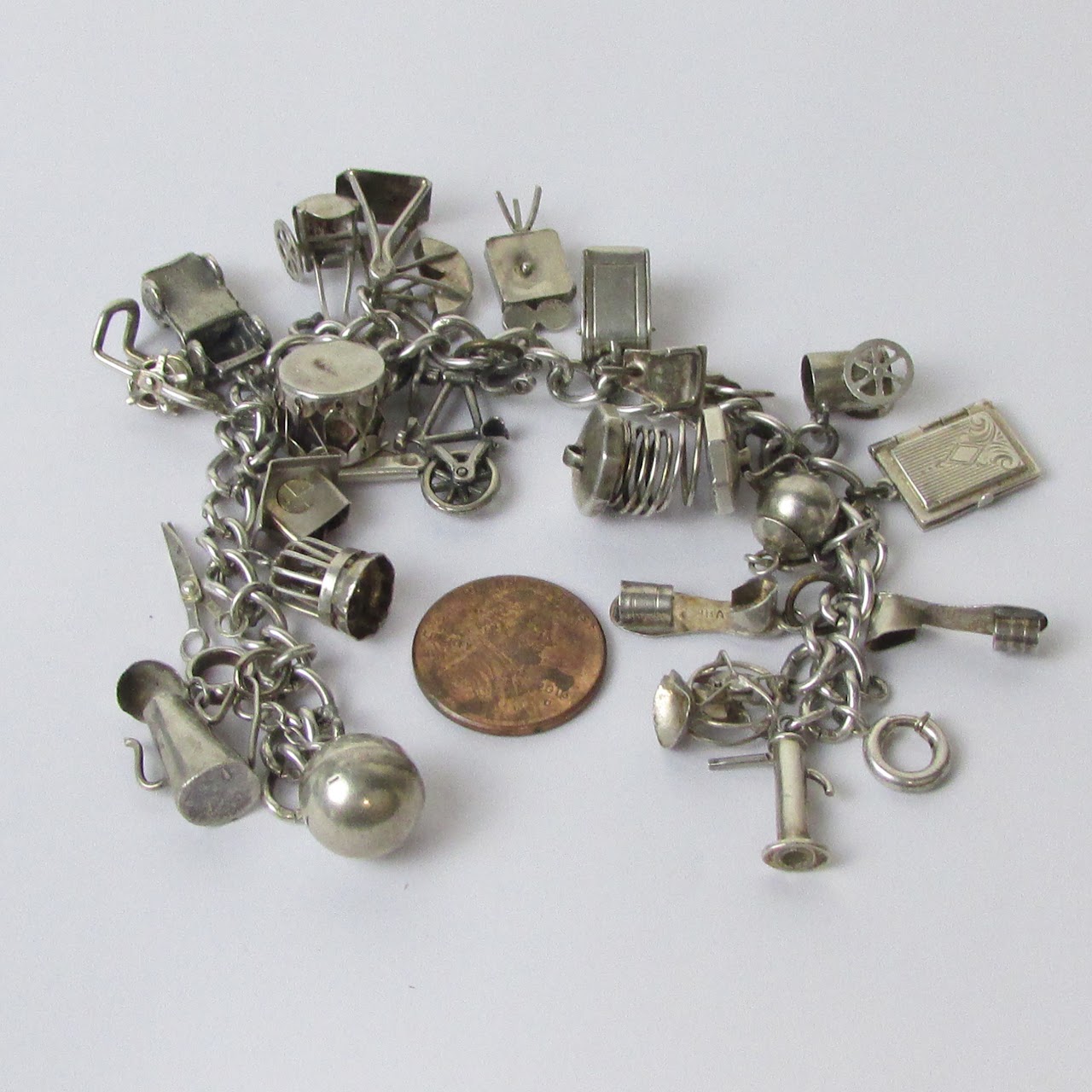 Silver Japanese Vintage Charm Bracelet