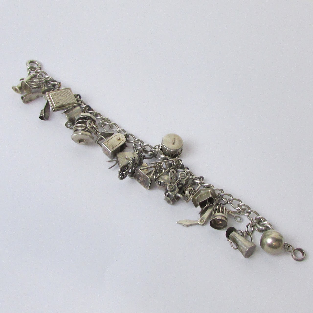 Sterling Silver & Silver Vintage Charm Bracelet