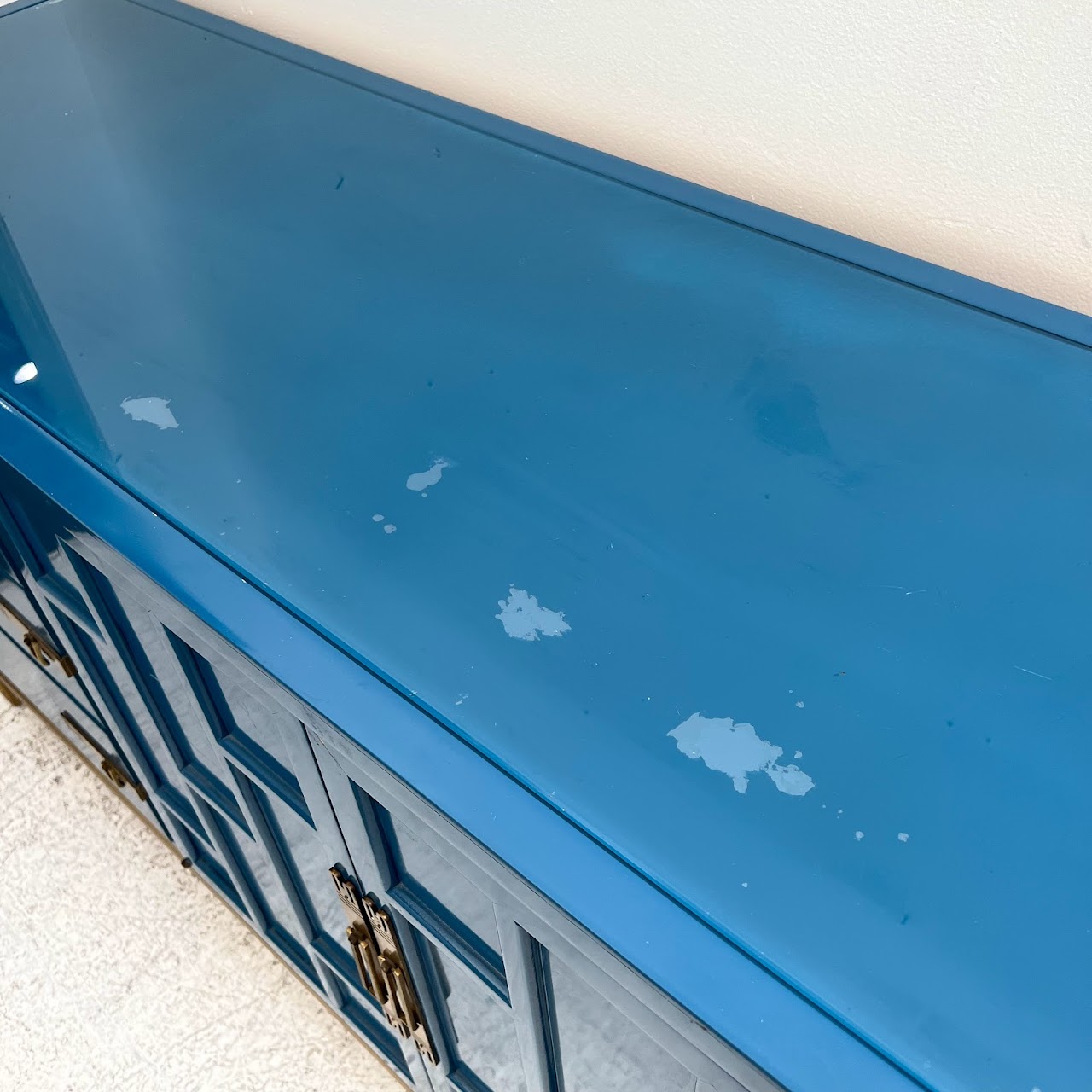 Vintage Blue Lacquered Credenza