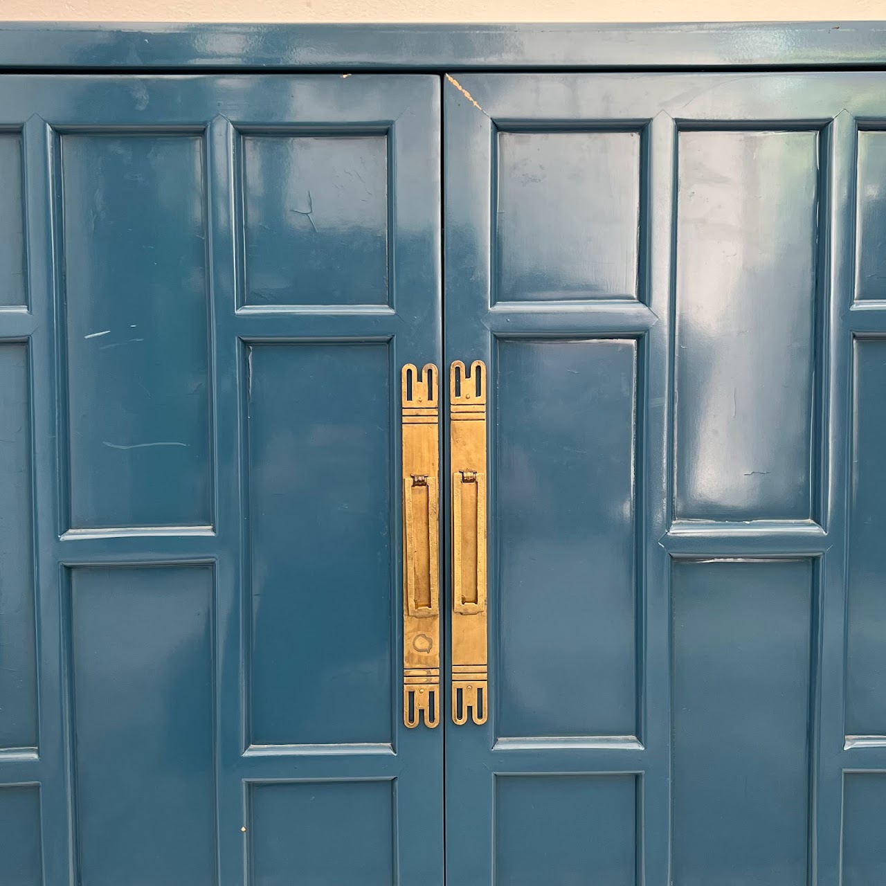 Vintage Blue Lacquered Credenza