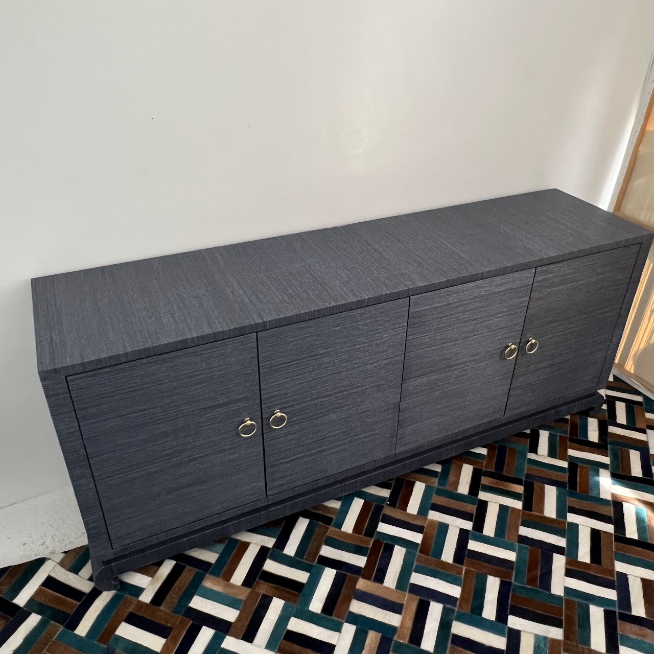 Contemporary Grasscloth Credenza