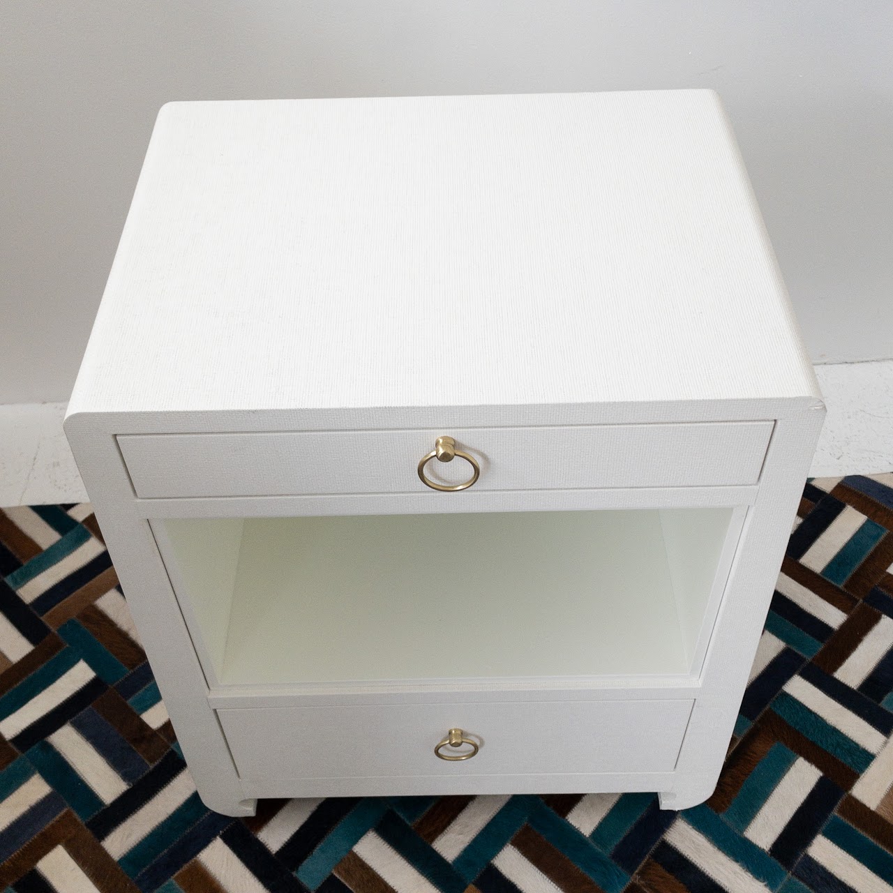 Contemporary Grasscloth End Table #1