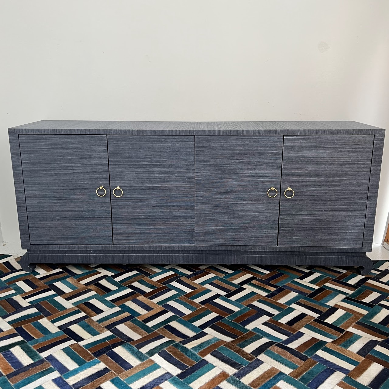 Contemporary Grasscloth Credenza