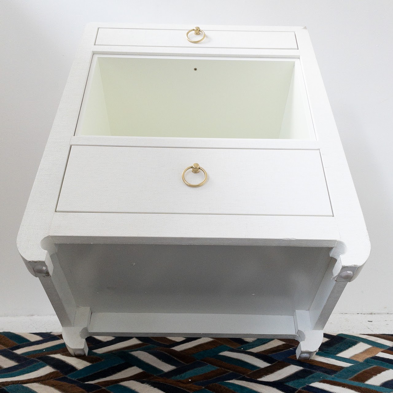 Contemporary Grasscloth End Table #1