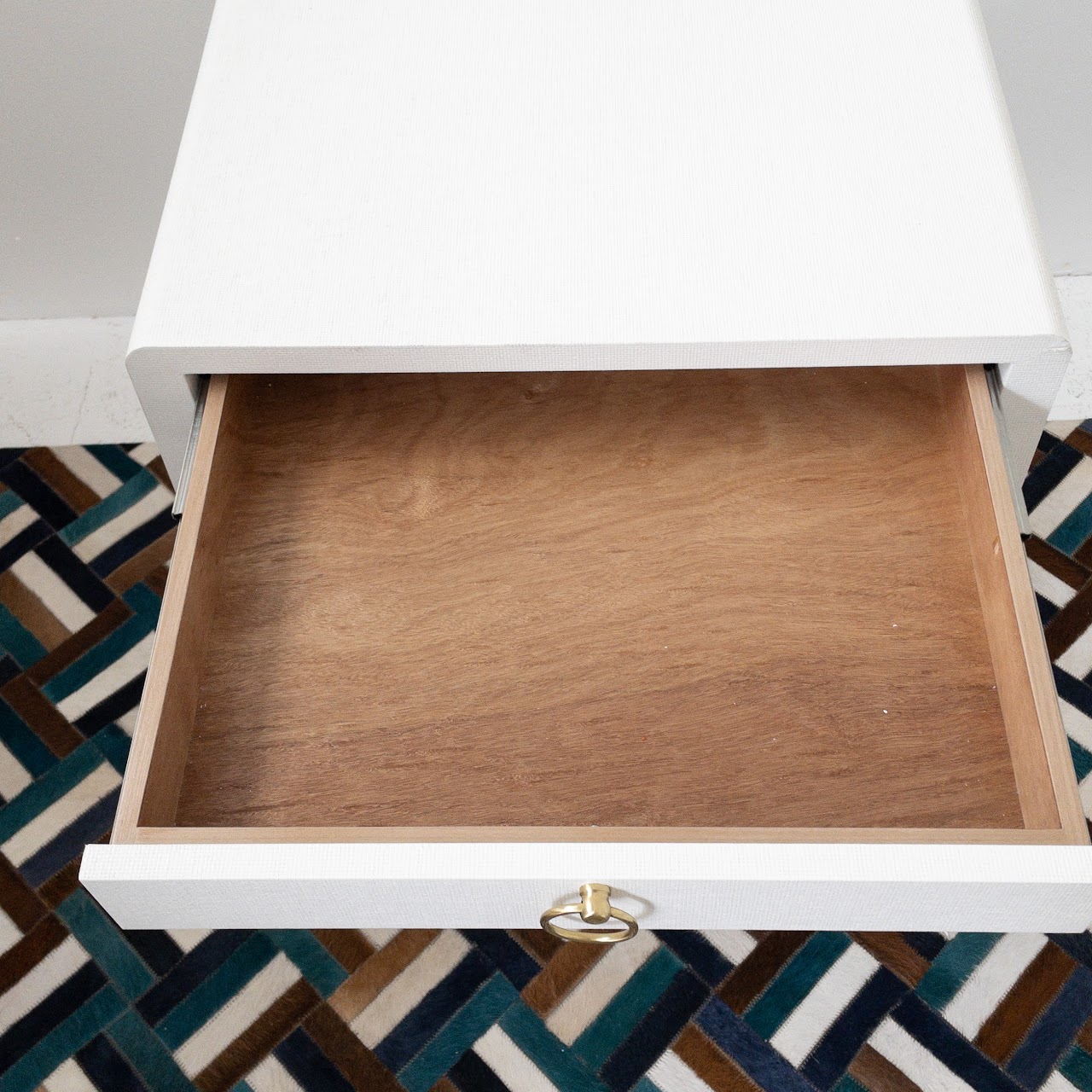 Contemporary Grasscloth End Table #1