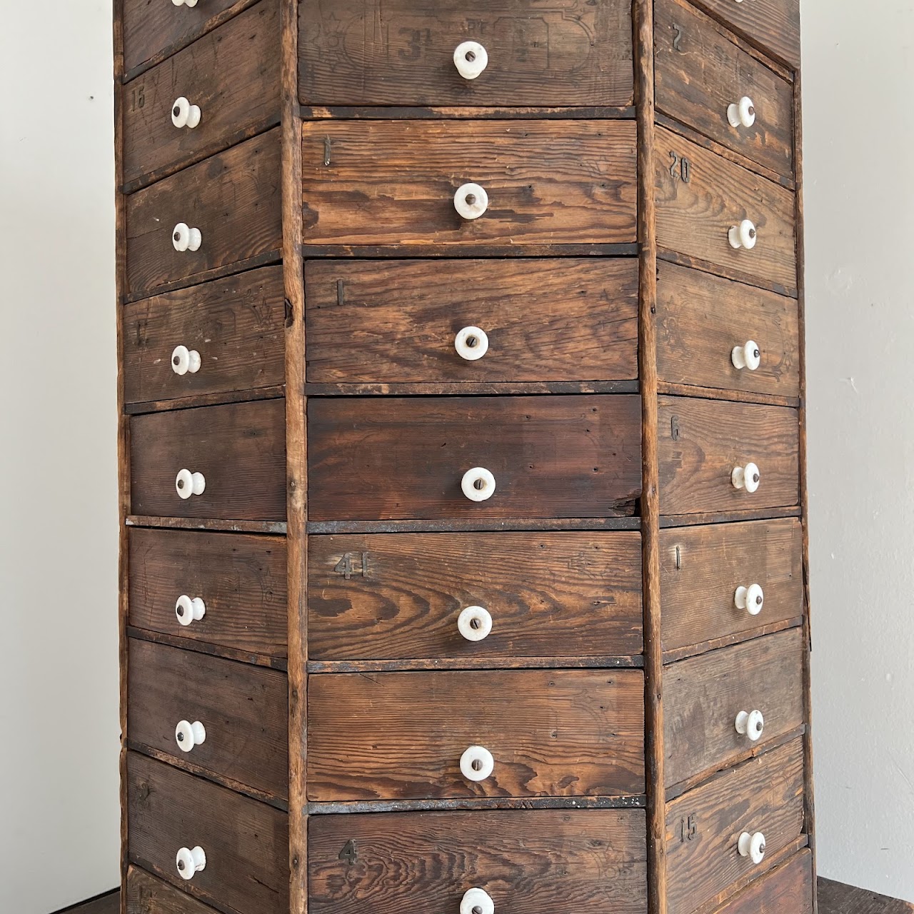 Late 19th C. American Pine 100-Drawer Storage Cabinet